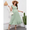 Womens Maternity V Neck Dress Ruffle Sleeve Pocket Baby Shower Maxi Dress - 3 of 4