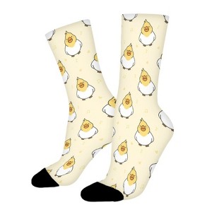 Cute Cockatiel Bird Women Printed Crew Socks Funny Funky Socks Soft Polyester Novelty Gifts for Artists Men - 1 of 1