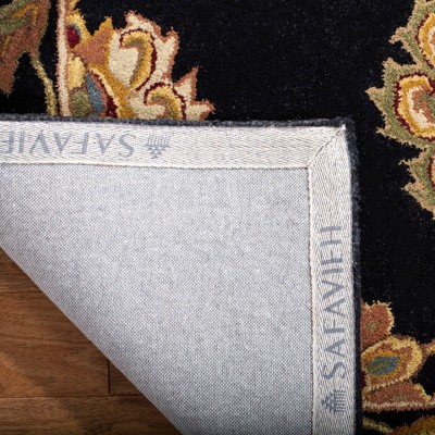 Heritage Luxe Black Wool & Cotton 90" Tufted Area Rug