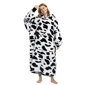Women's Fleece Blanket Hoodied Oversized Sweatshirt, Warm Cozy Fuzzy Wearable Flannel Blanket Women, One Size Fits All - Catalonia - 1 of 4