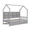 Wooden Twin Size House Bed With 2 Drawers, Storage Shelf Kids' Bed, Multifunctional Sky Roof House Bed Frame - 3 of 4