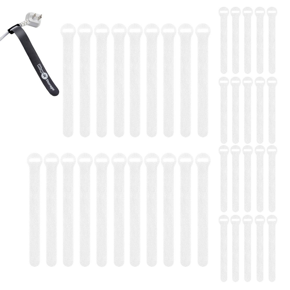 Wrap-It 40pk 5" and 8" Storage Self-Gripping Cable Ties White