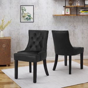 CAVINAS Modern Cheney Dining Chair, Seating for Dining, Accent Chair, Upholstered Armless Chair with Diamond Stitching and Wooden Legs (set of 2) - 1 of 4