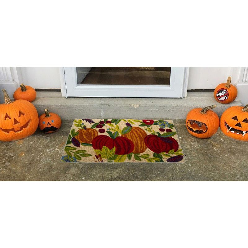 tagltd 1'6"x2'6" Harvest Fall Thanksgiving Pumpkin Rectangle Indoor Outdoor Coir Door Welcome Mat Multicolored on Beige Background, 2 of 6
