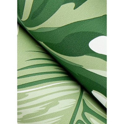 Green and White Vinyl Tropical Palm Leaf Peel & Stick Wallpaper