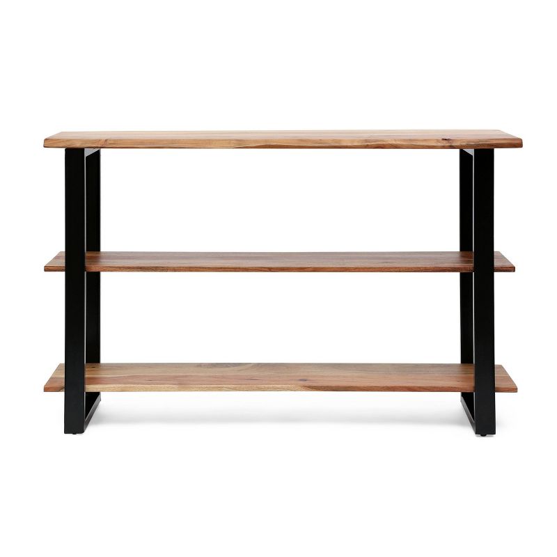 Rooker Handcrafted Modern Industrial Acacia Wood Media Console Table Natural/Black - Christopher Knight Home, 1 of 9