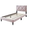 NicBex Twin Size Velvet Upholstered Platform Bed with Wooden Slatted Frame,Modern Small Bed Frame for Bedroom,Kids Room - 2 of 4