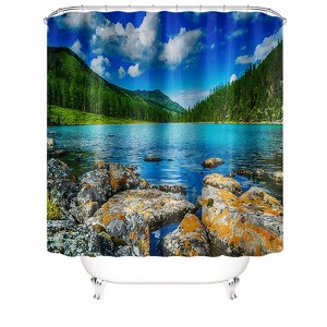 Mountains And Lakes Shower Curtains for Bathroom Waterproof Fabric Bath Curtain Durable Soft Stylish Bathroom Decor 72x72 Inch - 1 of 1