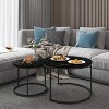 KTMBDW luxury Nesting Round Coffee Table Set of 2 End Table for Living Room,Stacking Side Tables, Marble Pattern Top with Metal Frame, Easy Assembly. - 4 of 4