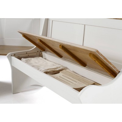 Parkside Antique White and Light Brown Pine Breakfast Nook Set