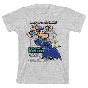 Dog Man Hand Drawn Dog With Colorful Logo, The Bark Knight on Athletic Heather Youth T-Shirt - 1 of 3
