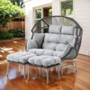 POCASSY 2-Seater Egg Chair Outdoor Glider Chair with Ottomans, All Weather Wicker Rattan Hammock Egg Chair with Head Pillow - 3 of 4