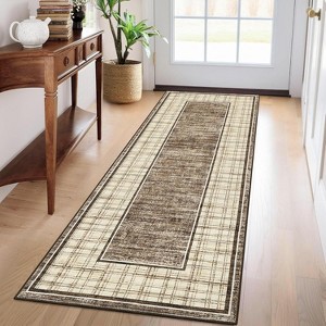 Checkered Area Rug,Washable Modern Low Pile Non-Slip Carpet,Soft Neutral Accent Mat for Living Room,Bedroom,Dining Room, Office, Playroom - 1 of 4