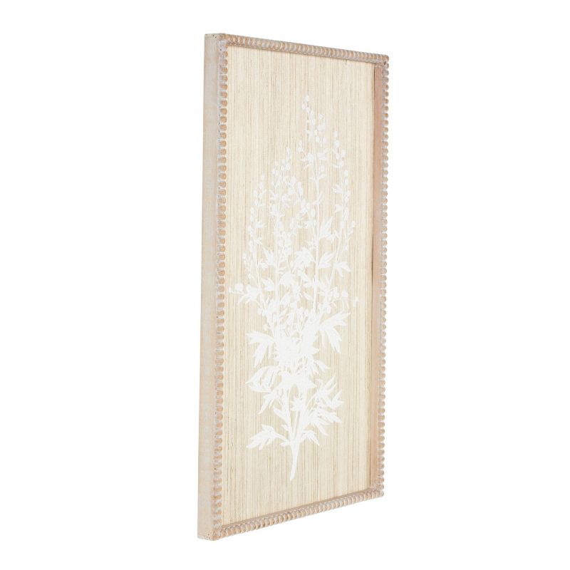 Olivia &#38; May 31&#34;x24&#34; Wood Floral Textured Wall Decor with White Painted Accents and Beaded Frame Cream, 5 of 8