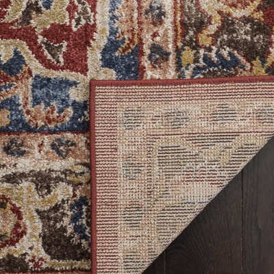 Bijar Red and Royal Synthetic Traditional Runner Rug