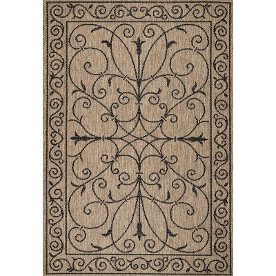 Charming Brown Vine-Inspired 9' x 12' Easy-Care Synthetic Area Rug