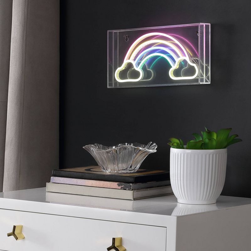 11.75&#34; Rainbow Contemporary Glam Acrylic Box Pendant (Includes LED Light Bulb) Neon - JONATHAN Y, 4 of 6