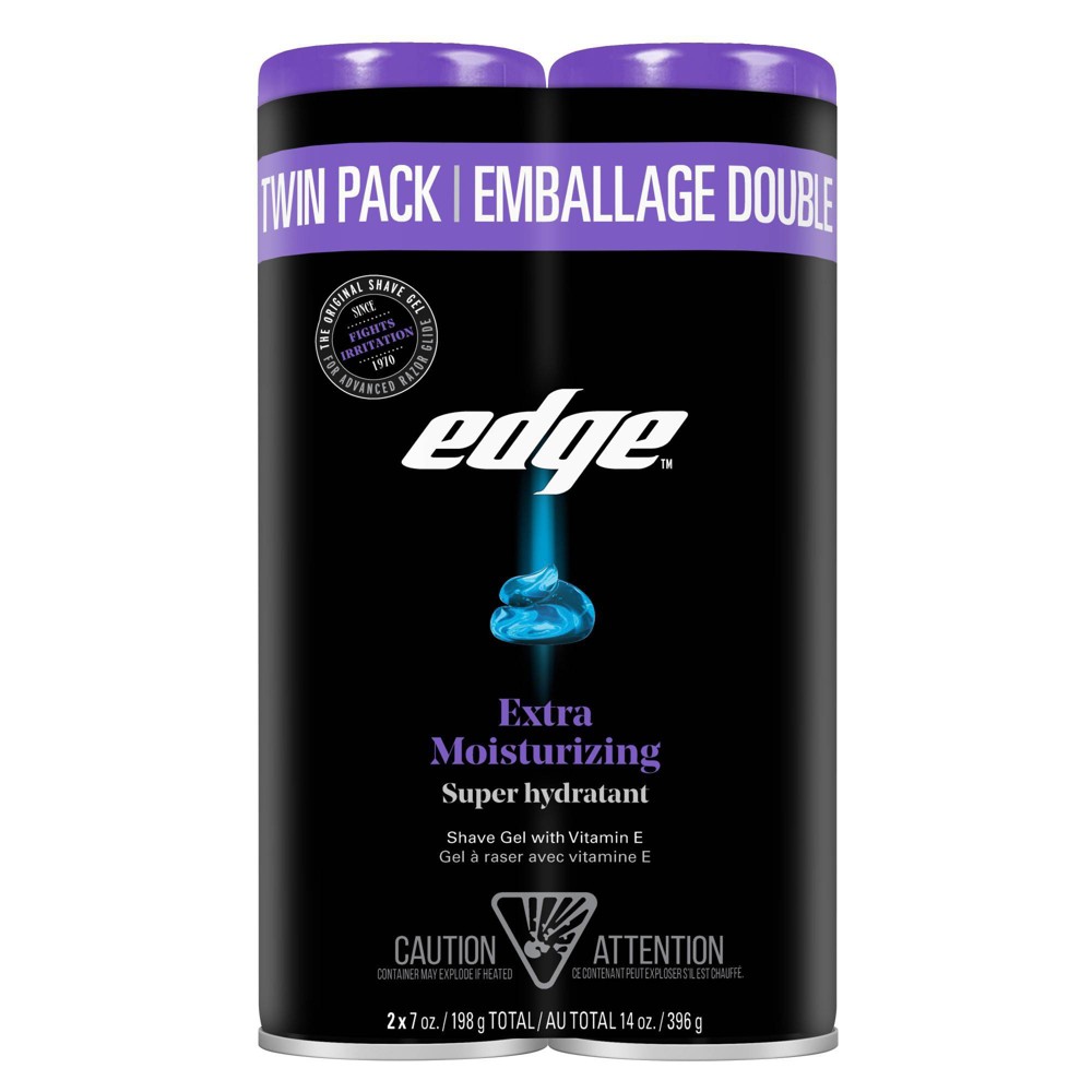 Edge Extra Moisturizing Mens Shave Gel Twin Pack  14 oz  Made With Vitamin E To Moisturize Mens Skin