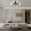 PAKOKULA Modern 27.2 in. 8-LIght Black Sputnik Semi-Flush Mount Ceiling Light Fixture with Globe Frosted Glass Shade - 4 of 4