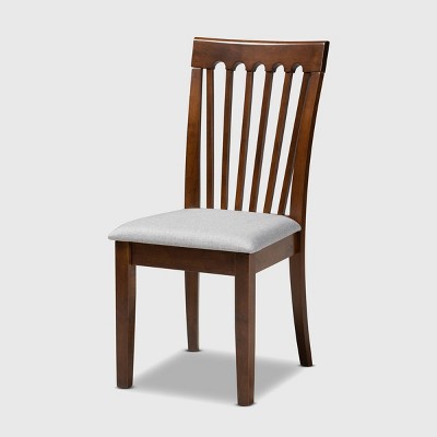 Gray Low Slat Back Wood and Cane Parsons Side Chair