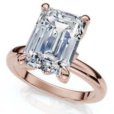 Pompeii3 2.05Ct Emerald Cut Certified Diamond Hidden Petal Engagement Ring Gold Lab Created