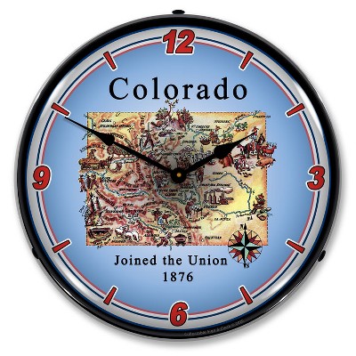 Collectable Sign & Clock | State of Colorado LED Wall Clock Retro/Vintage, Lighted