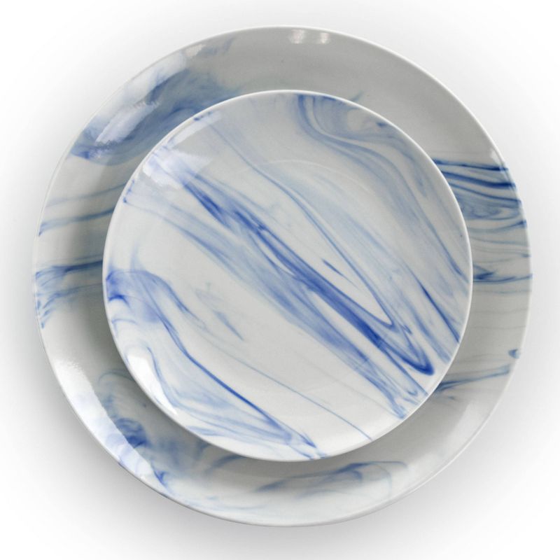 16pc Stoneware Fine Marble Dinnerware Set Blue/White Blue/White - Elama, 3 of 10