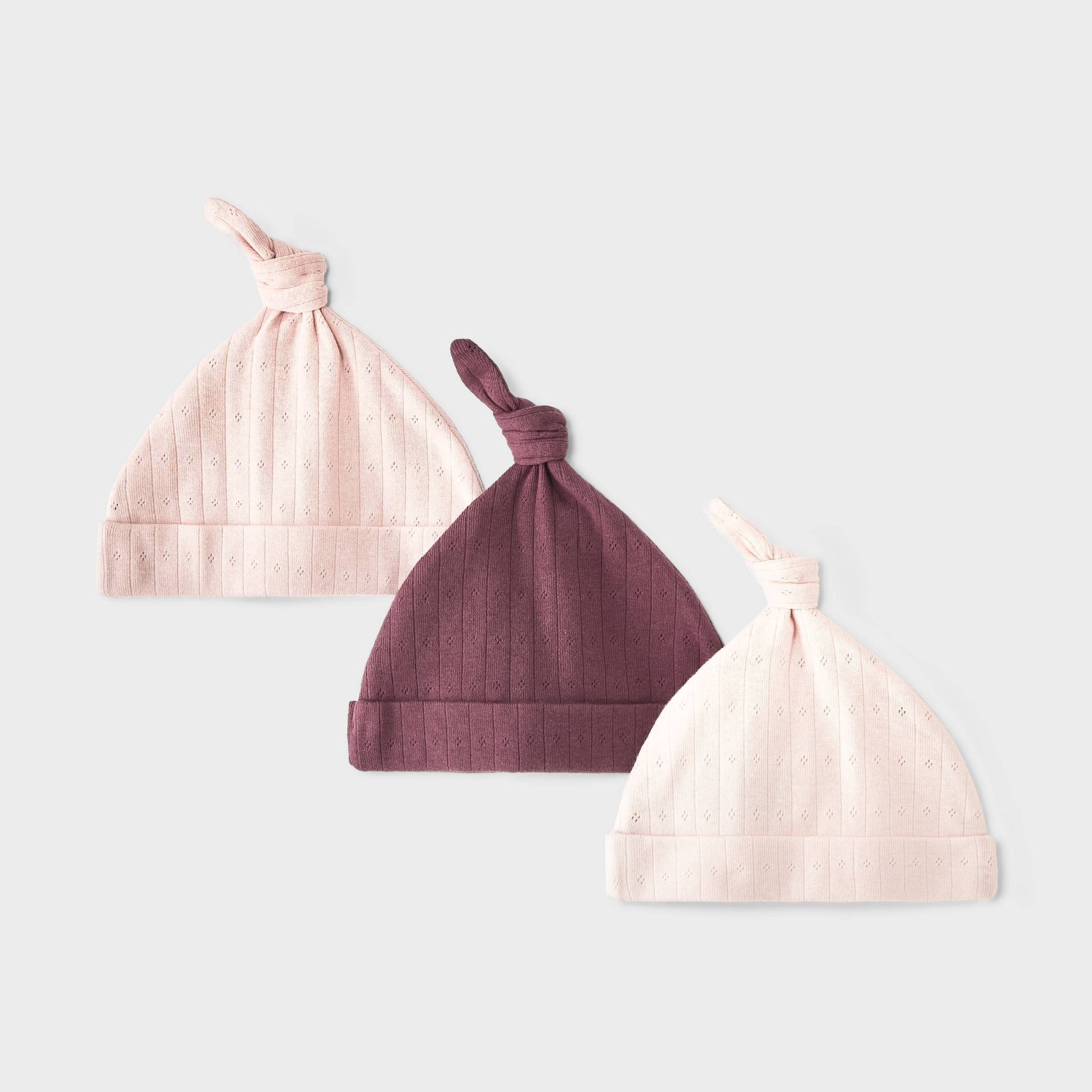 Baby Girls' 3pk Pointelle Hats - Cloud Island™ Pink/Burgundy