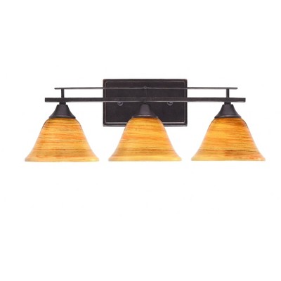 Toltec Lighting Uptowne 3 - Light Vanity in  Dark Granite with 7" Firré Saturn Shade