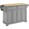 HomeStock  Alexandria Wood Top Rolling Kitchen Island Storage Cart, Microwave Stand, Spice Rack, Gray - 2 of 4
