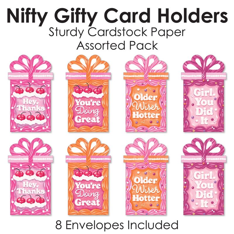 Big Dot of Happiness Assorted Hot Girl Bday - Vintage Cake Birthday Party Money and Gift Card Sleeves - Nifty Gifty Card Holders - Set of 8, 4 of 9