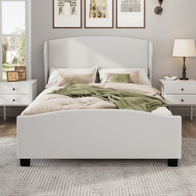 Merax Wingback Linen Upholstered Platform Bed