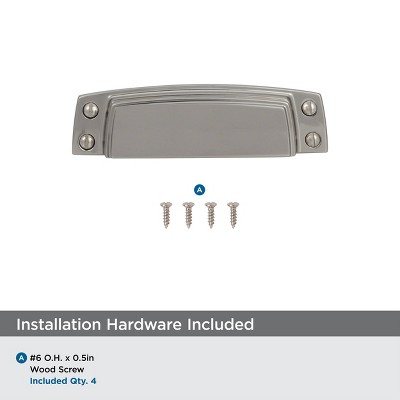 Polished Nickel 3-1/2" Cabinet Cup Pull with Mounting Hardware