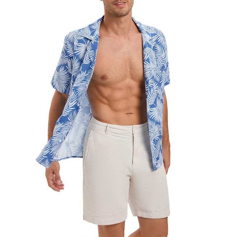 Men's Casual Summer Shirt Button Down Camp Cuban Short Sleeve Beach with Pocket, 2 of 7