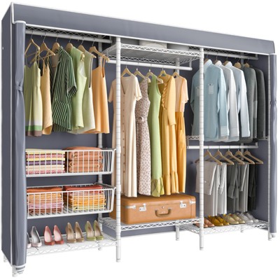 Vipek S3c Heavy Duty Portable Closet With Adjustable Shoe Rack Wire Shelf,  Custom Black Rack With Grey Cover : Target