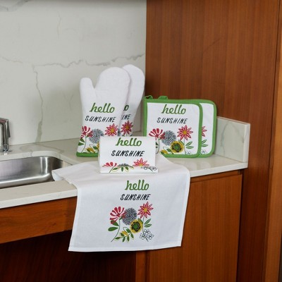 Hello Sunshine Floral Cotton Kitchen Towel and Mitt Set