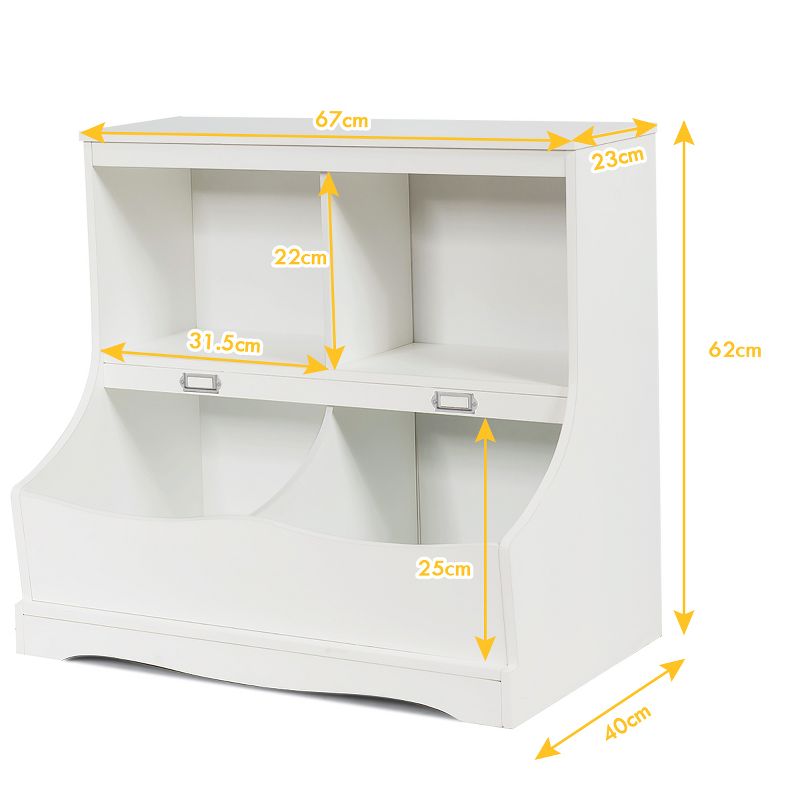 Costway Children's Multi-Functional Bookcase Toy Storage Bin Kids Floor Cabinet GreyWhite, 3 of 13
