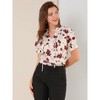 Allegra K Women's Ruffle Tie V-Neck Casual Smocked Short Sleeve Floral Top - 2 of 4
