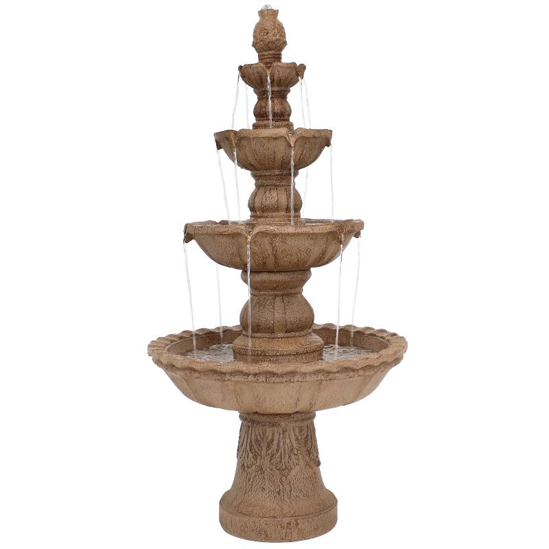 Sunnydaze 52"H Electric Fiberglass and Resin 4-Tier Pineapple Top Outdoor Water Fountain, 1 of 12