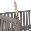 Okak Minimalist Acacia Wood Porch Swing Bed,Patio Hanging Chair with Rope Hanging,Oversized Outdoor Bench Swing for Garden,Backyard - 4 of 4