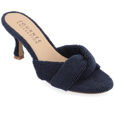 Journee Collection Womens Mannon Soft Terry Cloth Slip On Open Toe Pumps
