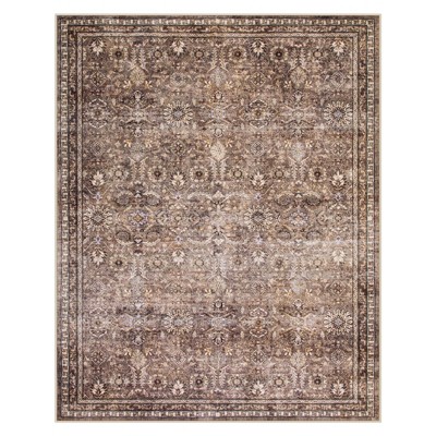 Lahome Vintage Full Coverage Floral Border Short Pile Velvet Rectangular Indoor Area Rug
