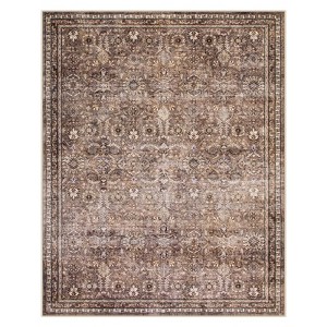 Lahome Vintage Full Coverage Floral Border Short Pile Velvet Rectangular Indoor Area Rug - 1 of 4