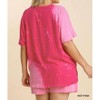 Women's Linen Blend Bleach Dip Dye V-Neck Top With Fringe Hems Plus - umgee - 2 of 3
