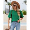 Women's Lightweight Short Sleeve Crewneck Sweaters Knit Pullover Tops with Casual Crochet Sleeve Blouse,Bright Green - S - 2 of 3