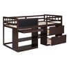 NicBex Twin Size Low Loft Bed with Pull-out Desk Pine Bed Frame with Blackboard, Shelves, Drawers, Ladder and Guardrail, Space Saving - 3 of 4