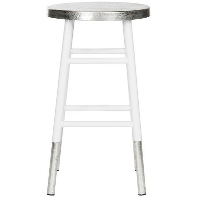 Transitional Silver-Dipped 24" White Metal Counter Stool