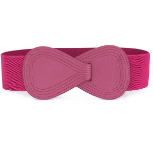 INSPIRE CHIC Women's Interlock 8-shaped Faux Leather Buckle Elastic Belt 1 Pc - 1 of 4