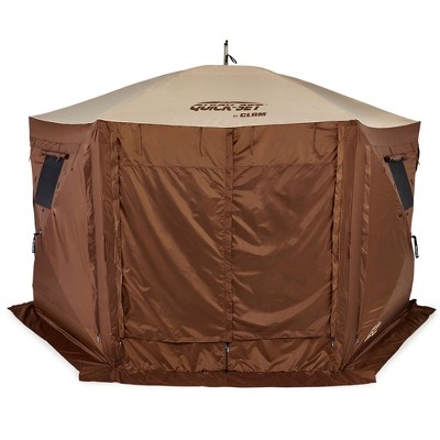 Quick-Set Green and Brown Portable Outdoor Camping Gazebo Shelter