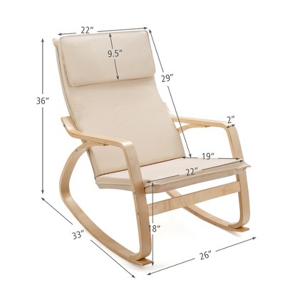 Beige Birch Laminate Upholstered Bentwood Rocking Chair